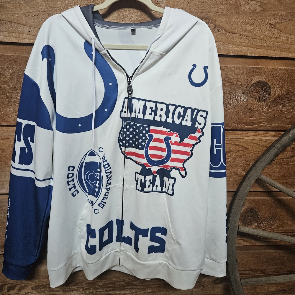 Indianapolis Colts White and Blue Sweatjacket Hoodie 💙🤍